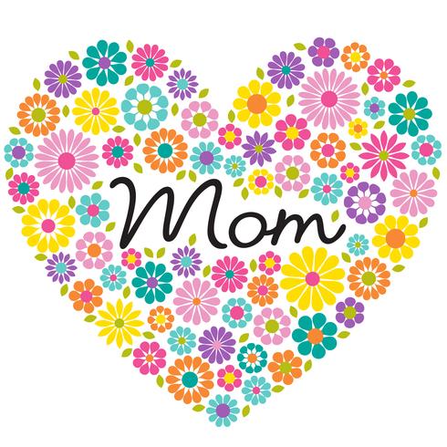 mother's day flower heart graphic vector