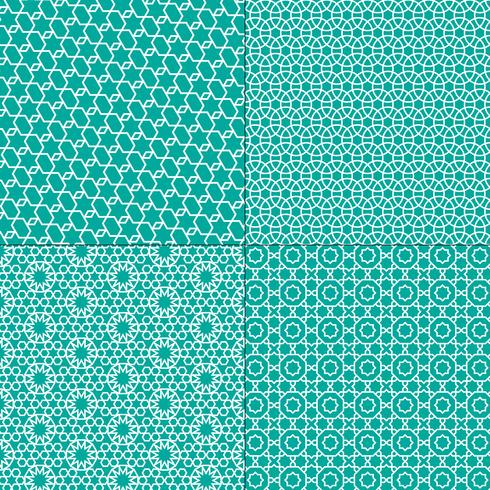 white and turquoise blue Moroccan patterns vector