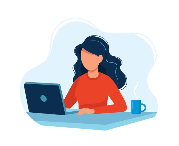 Mujer Que Trabaja Con La Computadora Ilustracion Brillante Colorido Del Vector Descargar Vectores Gratis Illustrator Graficos Plantillas Diseno
