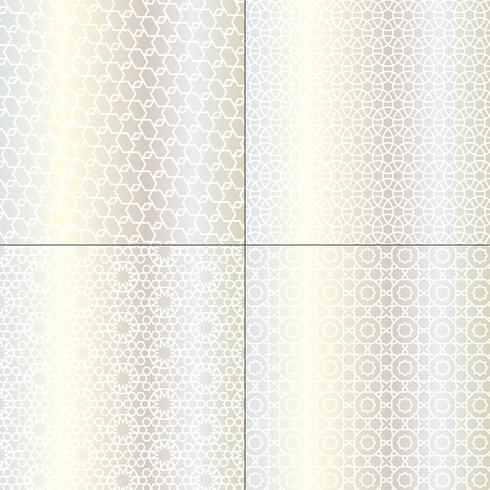 white and metallic silver Moroccan patterns vector