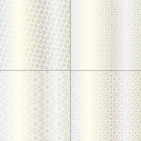 white and metallic silver Moroccan patterns vector