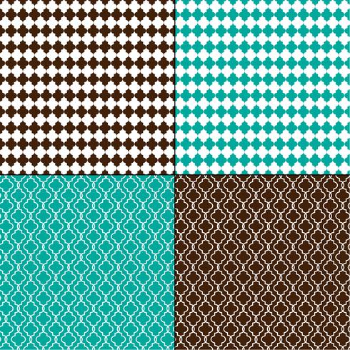 brown and turquoise blue Moroccan geometric patterns vector