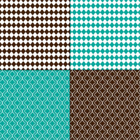 brown and turquoise blue Moroccan geometric patterns vector