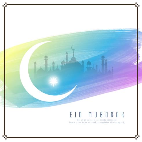 Abstract Eid Mubarak watercolor background design vector