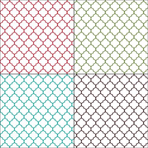 Moroccan arabesque outline seamless tile patterns vector