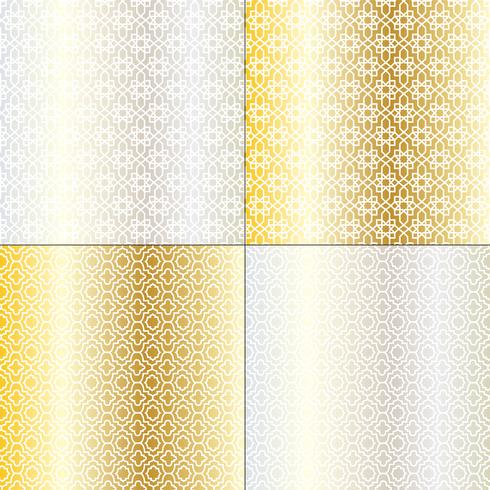 silver and gold Moroccan patterns vector