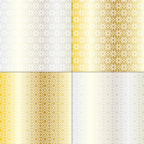 silver and gold Moroccan patterns vector