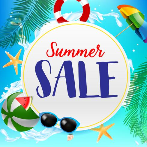 Summer sale titile on white circle 002 vector