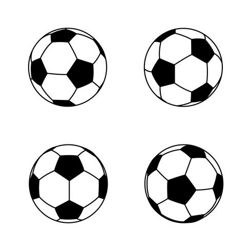 Colección de balón de fútbol blanco y negro básico y sencillo 001. vector