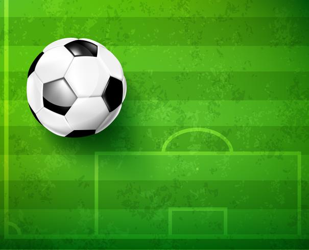 Soccer ball with green glass field vector