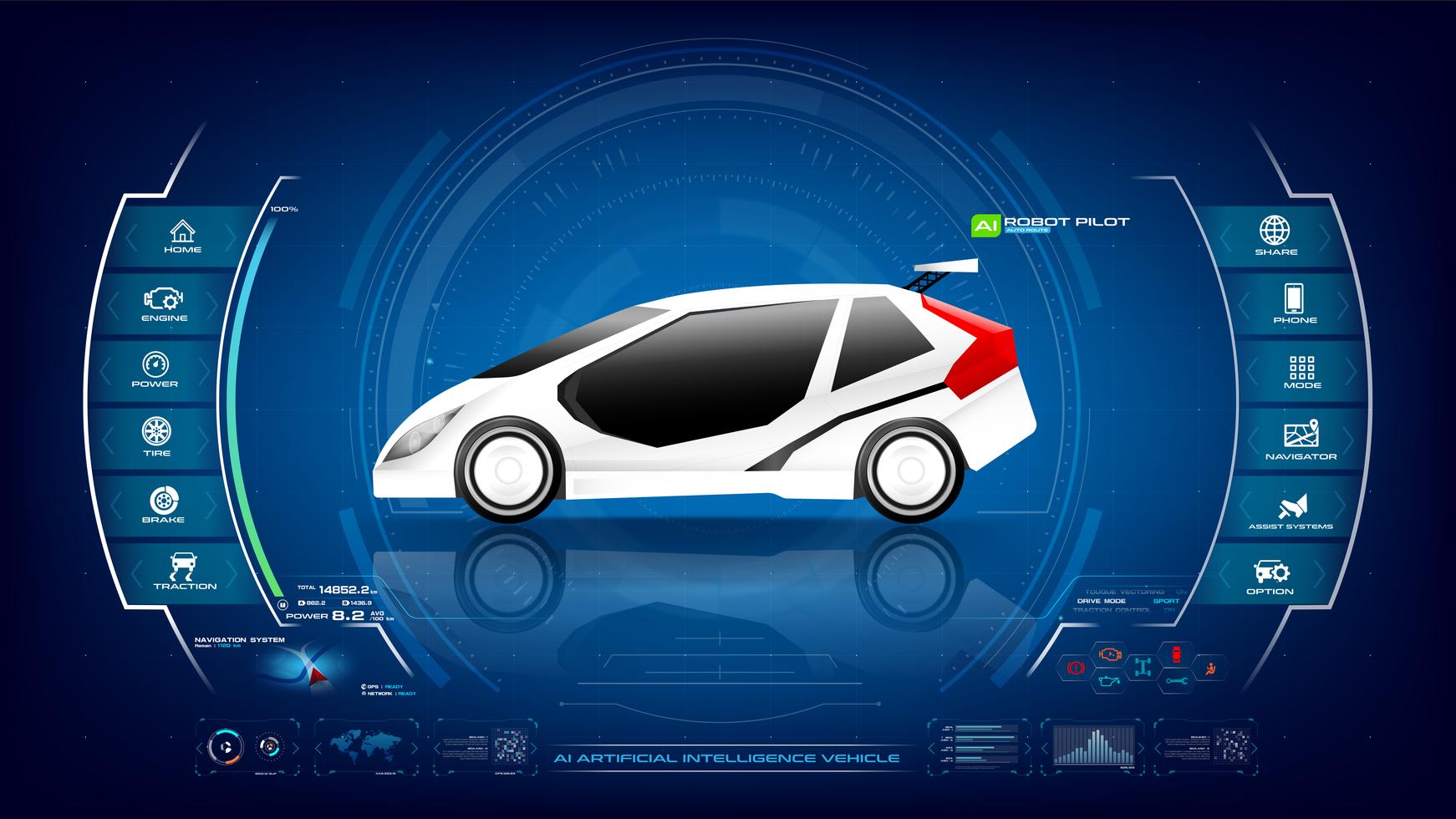Electronic EV car with AI interface 001 518469 Vector Art at Vecteezy
