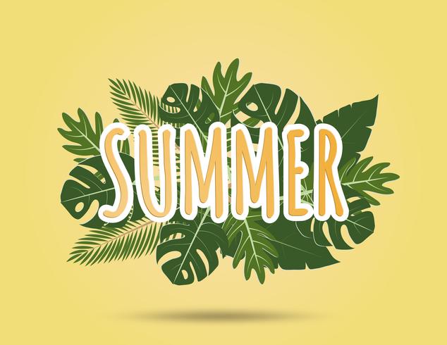 Fondo creativo del verano del ejemplo con las hojas tropicales. vector