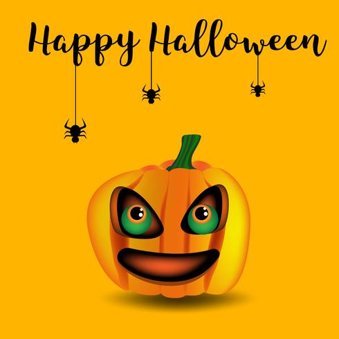 pumpkin in Halloween on orange background, vector and illustration