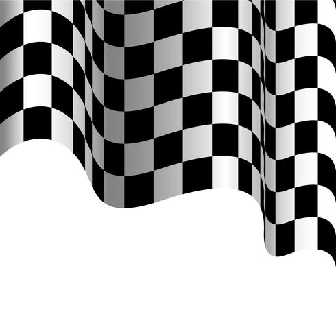 Checkered flag flying on white background vector illustration.