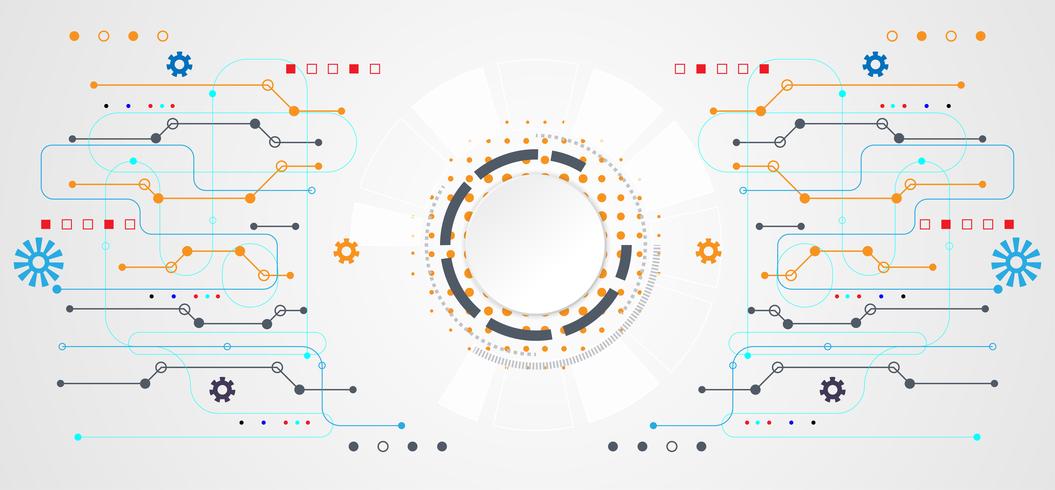 Resumen tecnología concepto círculo blanco digital sobre fondo gris de alta tecnología blanco vector