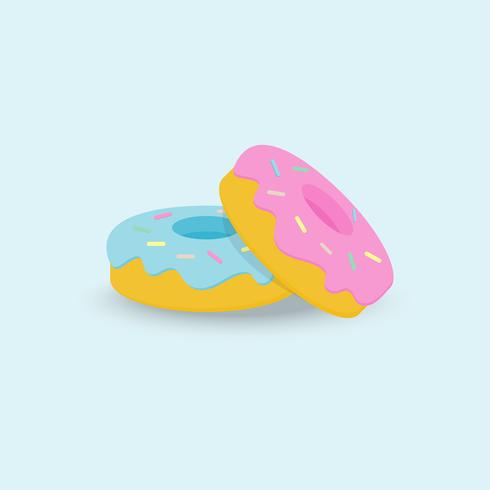 Vector illustration Blue and pink Sweet Donuts on blue background.