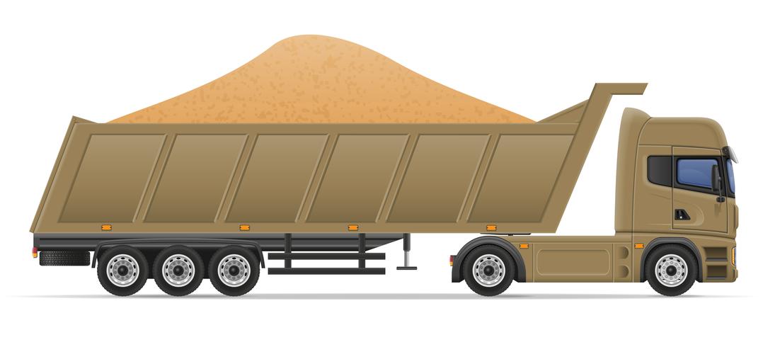 truck semi trailer delivery and transportation of construction materials concept vector illustration