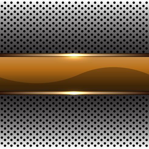 Abstract gold banner on silver circle mesh pattern design modern futuristic background vector illustration.