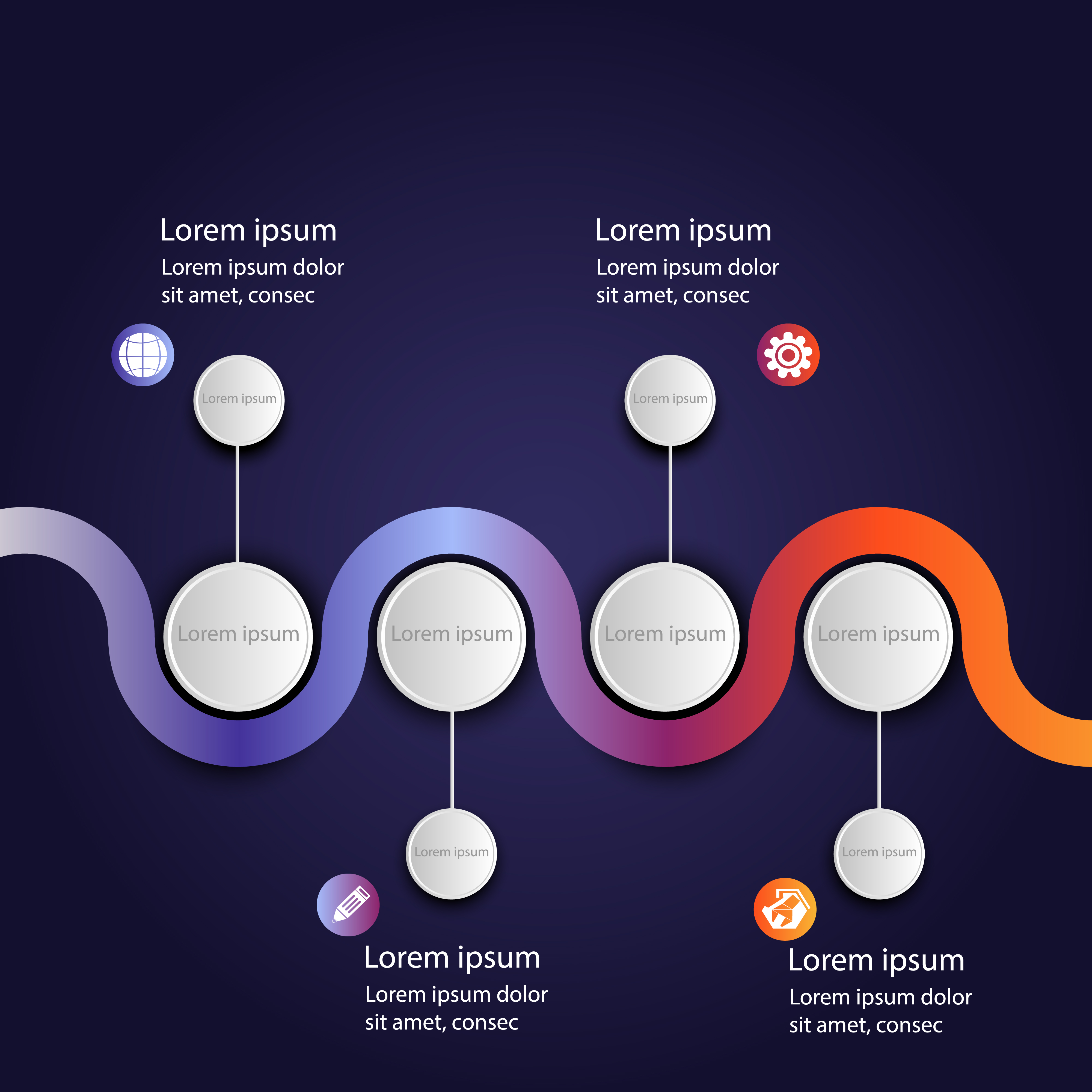 Business Data Infographic Process Chart With 4 Steps Vector And