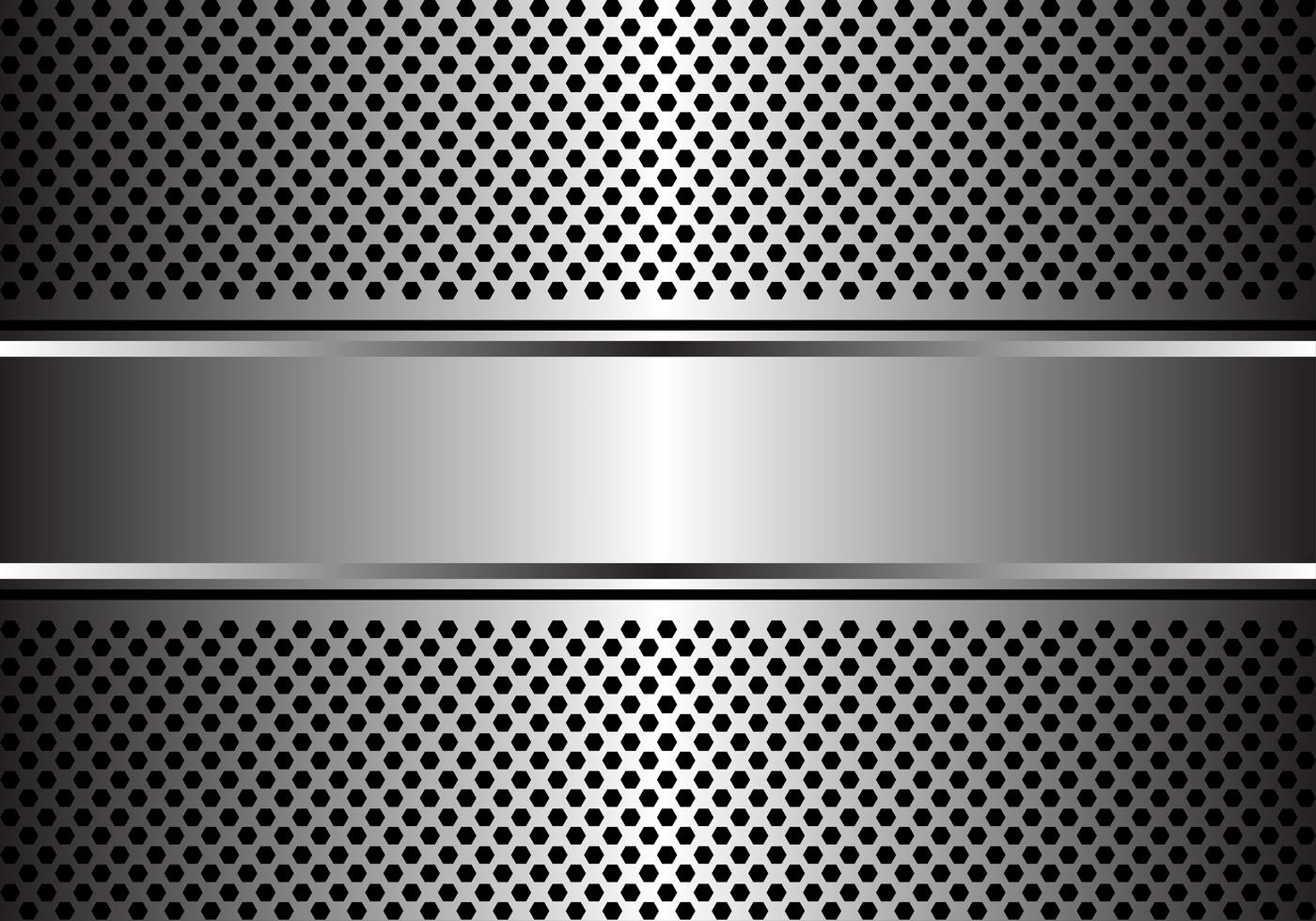 Bandera de plata abstracta en el ejemplo moderno de lujo del vector del fondo del diseño de la malla del hexágono.