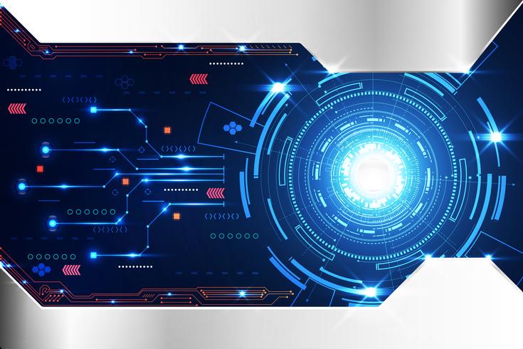 Resumen tecnología fondo concepto círculo circuito digital metal azul en alta tecnología futuro diseño vector