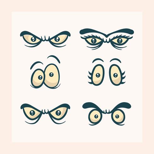 Flat Cartoon Eyes Vector Clipart Collection