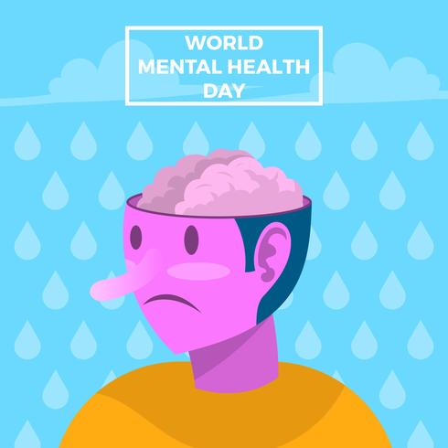 Flat World Mental Health Day Vector Poster