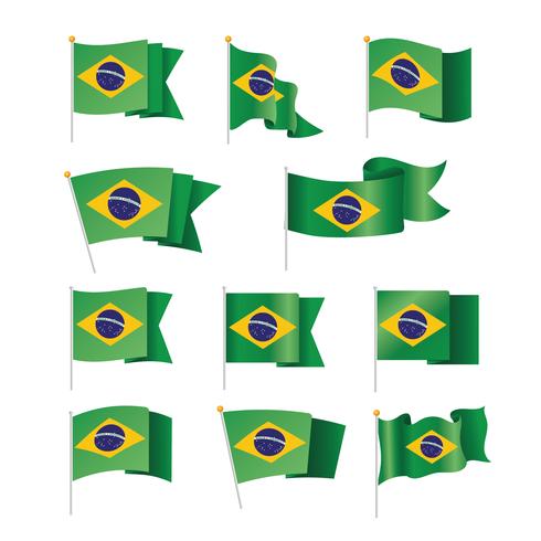 Set of Brazil Flags Collection Isolated on White vector