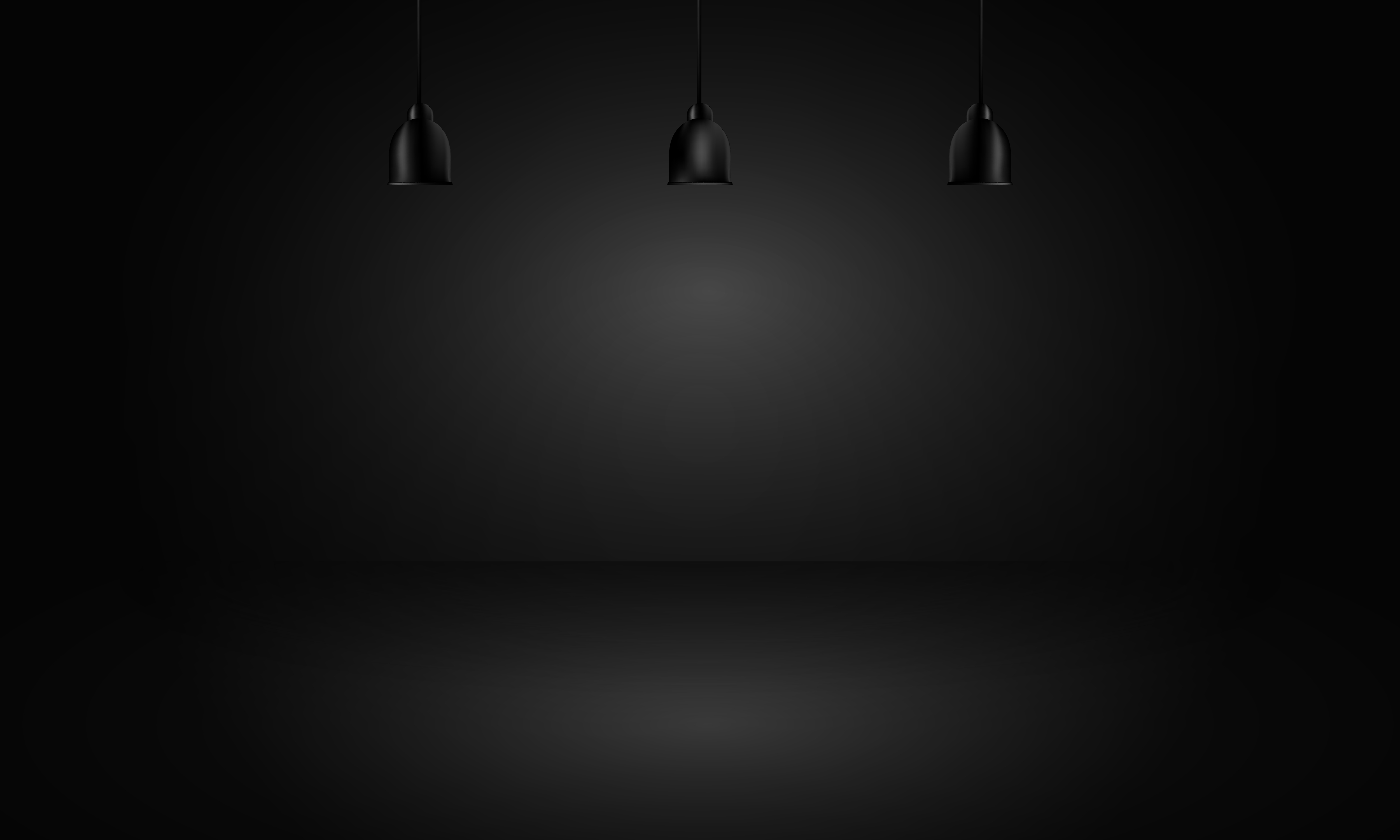 black background with light boxes on ceiling, abstract gradient studio