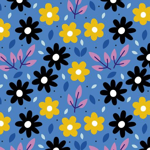 Fondo azul con flores vector