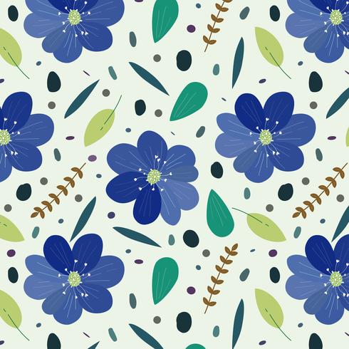 Blue flowers pattern vector