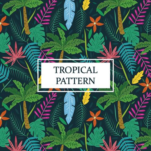 Tropical pattern with palms and leaves vector