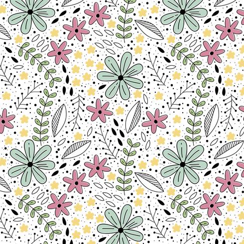Patrón floral en estilo doodle vector