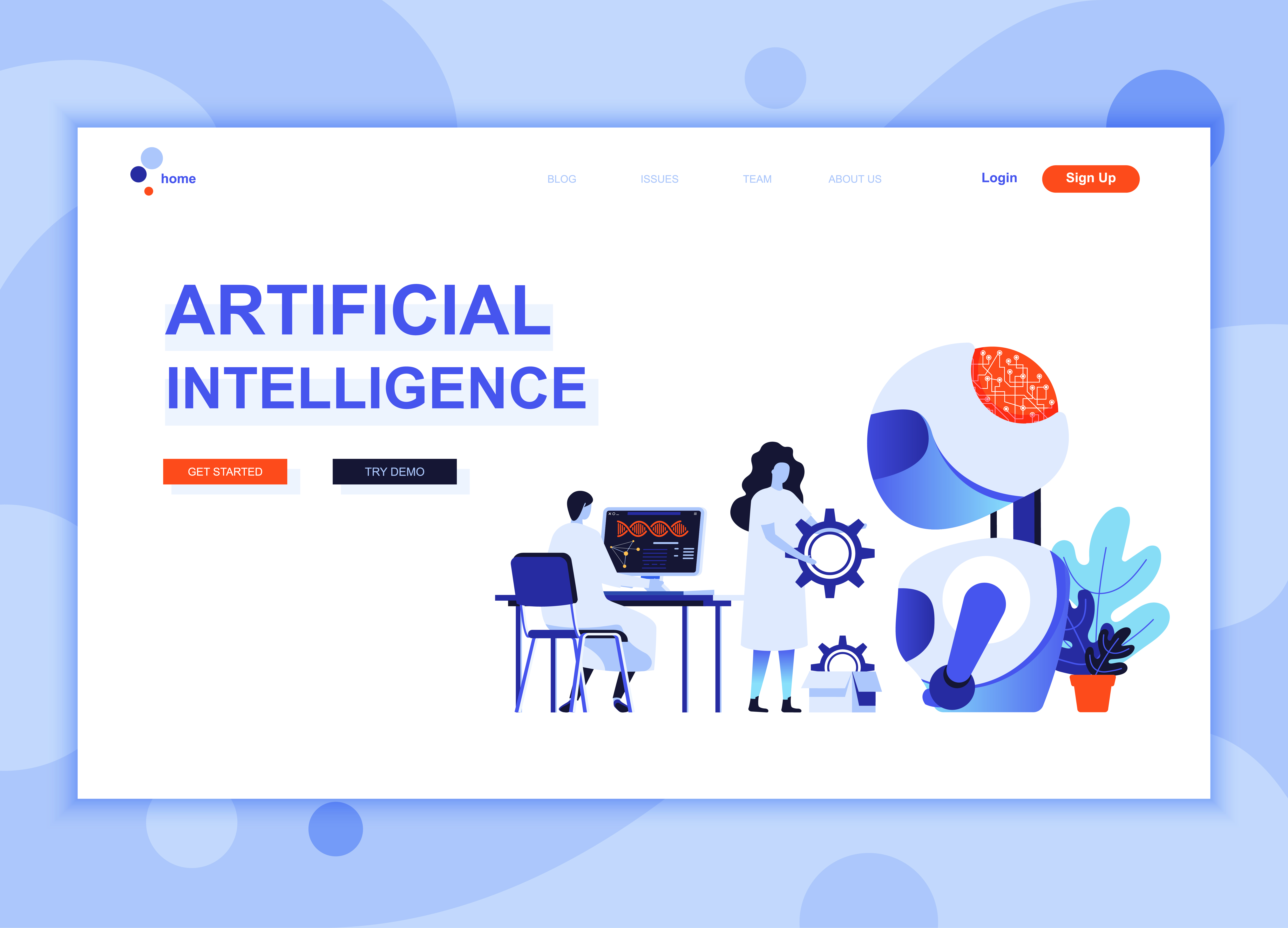 Modern flat web page design template concept of Artificial Intelligence