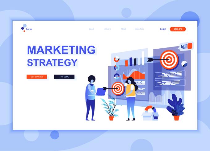 Modern Flat Web Page Design Template Concept Of Marketing