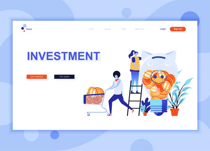 Modern flat web page design template concept of Business Investment decorated people character for website and mobile website development. Flat landing page template. Vector illustration.