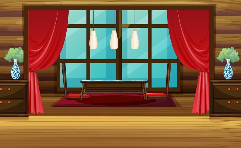 Room design with red curtain and seats vector