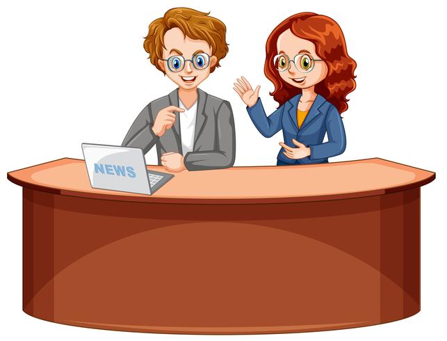 Male and female news reporter vector