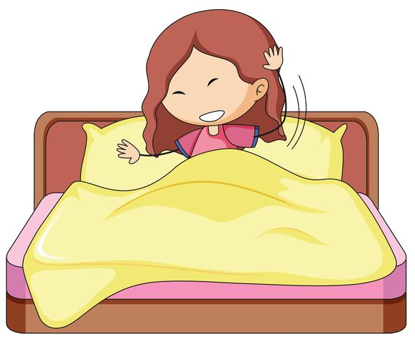 A doodle girl in bed vector