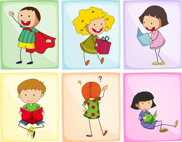 Children doing different actions vector