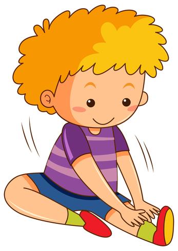 A boy stretching exercises vector