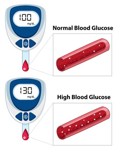 Medición médica de la glucosa en sangre. vector