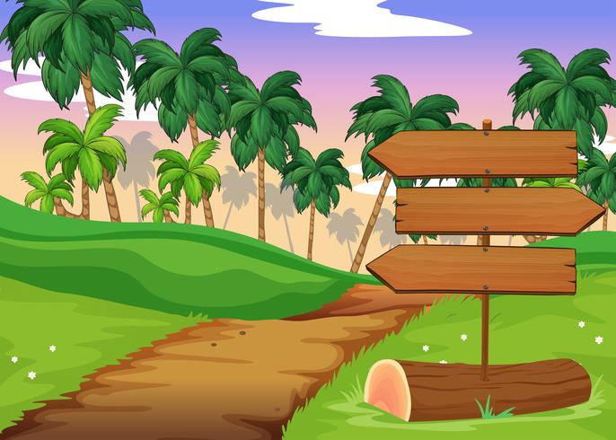 Scene with wooden signs in the field vector