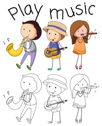 Doodle grafico de musico vector