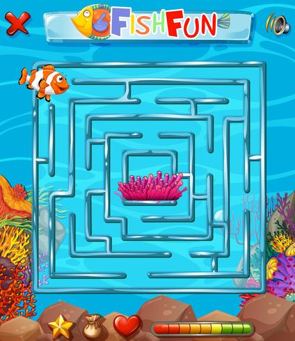 Underwater maze puzzle game vector