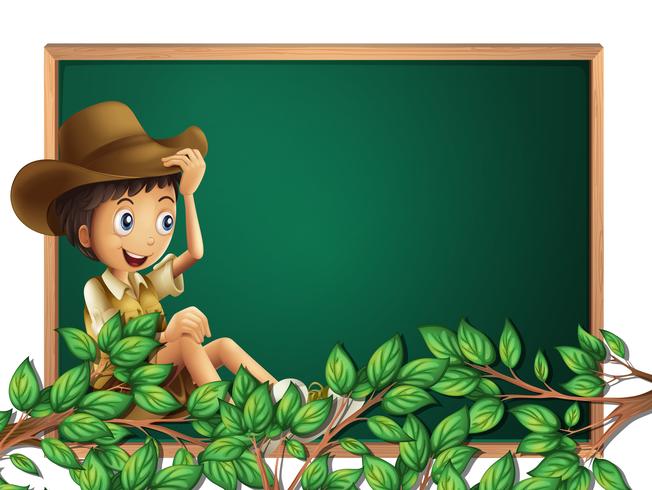 Boy scout on blackboard banner vector