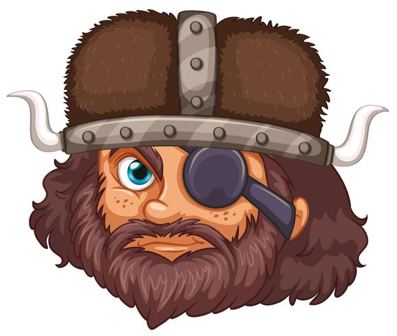 Una cabeza vikinga sobre fondo blanco vector