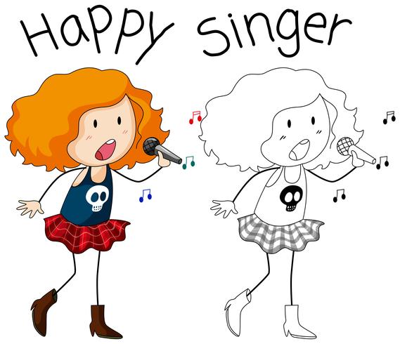 A singer character on white backgroud vector