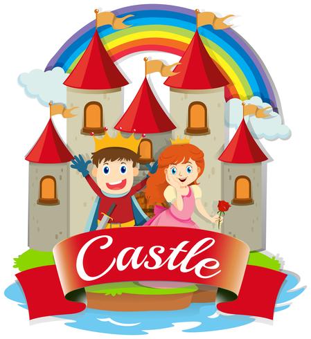 Prince and princess at the castle vector