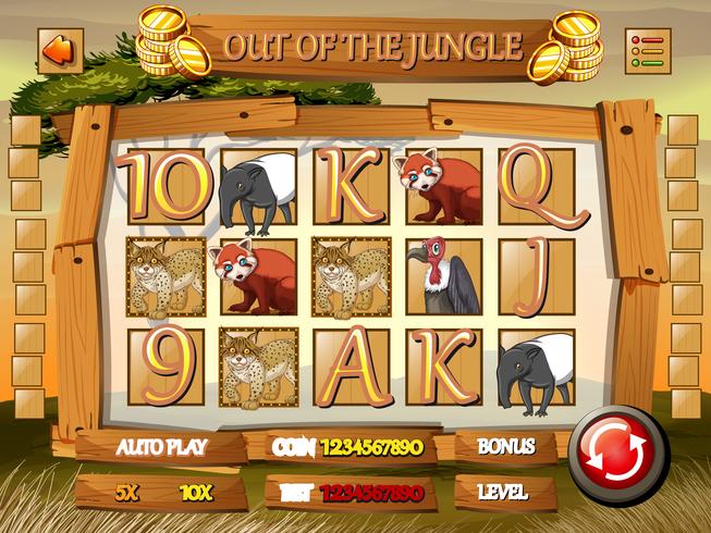 Game template with wild animals in jungle